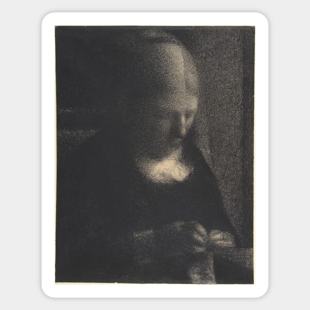 Embroidery; The Artist's Mother Sticker by GeorgesSeurat